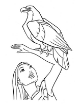 coloriage pocahontas et son aigle